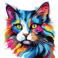 Abstract cat portrait colors vector illustration cat