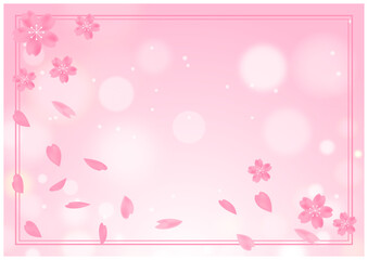 Fototapeta na wymiar 桜の花が美しい春の桜フレーム背景37桜色
