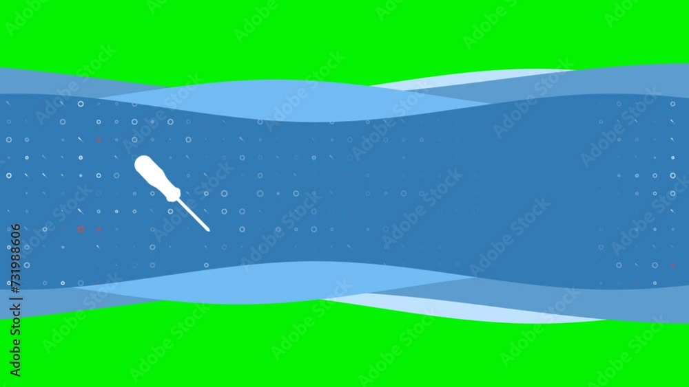 Poster animation of blue banner waves movement with white a screwdriver symbol on the left. on the backgrou