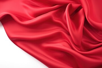 Rose red fabric cloth flowing on white background with copy space for advertiser, Valentine's day, Mother's day, Women's Day and love concept