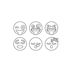 Emoji face emoticon funny line eight black icon expression smiley face human mood, flat vector isolated set. Big set of emojis. Emoji. Funny emoticon faces with facial expressions. Emoticon outline.