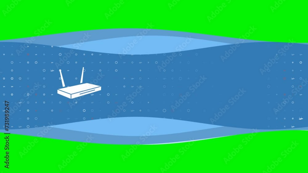 Poster animation of blue banner waves movement with white router symbol on the left. on the background ther