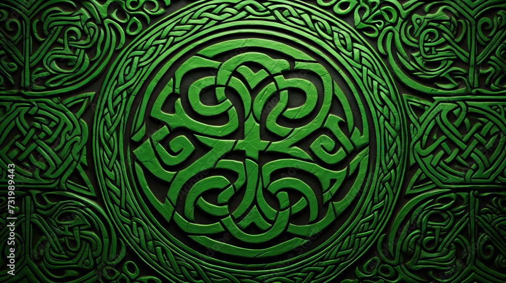 Aufkleber intricate green celtic patterns background design for artistic projects and designs