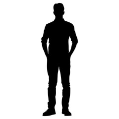 Fototapeta premium Silhouette man full body black color only