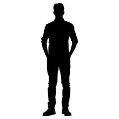 Fototapeta premium Silhouette man full body black color only