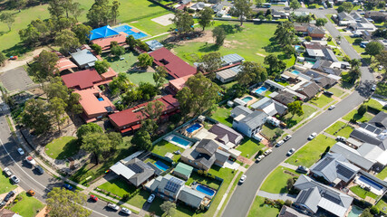 Drone aerial photograph of the Werrington County Public School in the greater Sydney region on New South Wales in Australia