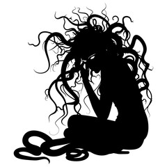 Silhouette Medusa the Mythical Creature With Hair of Snake
