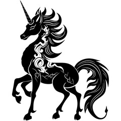 Silhouette Kirin the Mythical Creature black color only