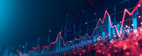 Investment Candlestick Chart And Graph Abstract Background In Red And Blue Color 