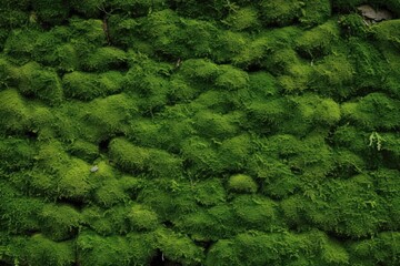 Beautiful Bright Green moss grown up cover the rough stones and on the floor in the forest. - obrazy, fototapety, plakaty