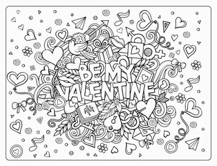 Heart coloring page, decorative painting activity
