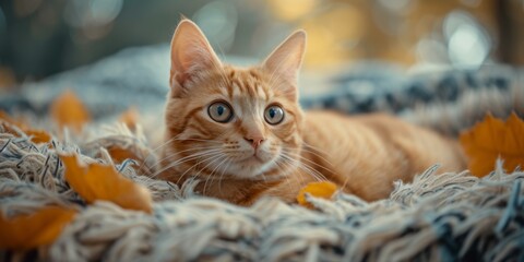 Captivating Cat Wallpaper: A Vibrant Kitten On A Contrasting Abstract Backdrop. Concept Macro Nature Photography, Capturing The Beauty Of Flowers, Insects, And Wildlife Up Close