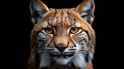 Obraz premium a lynx walks in the forest and looks into the camera created by AI