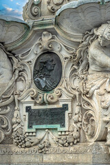 Detail of the medieval Pauli Fountain, Paulibrunnen, in Erlangen, Germany - 731992803