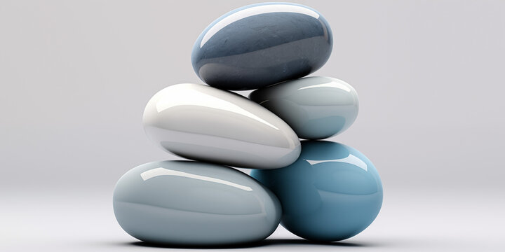 A stack of stones of different colors, neatly stacked on top of each other. Visually appealing balance composition