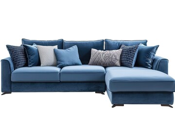 Corner sofa isolated on white background. Including clipping path. The sofa is laid out for sleep.