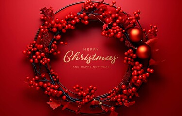 Merry Christmas Red Frame Background