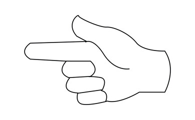 Finger pointing - point hand gesture line art vector icon for apps and websites. Vector illustration. Eps file 210.