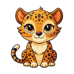 Cute baby leopard sitting on white background