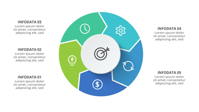 Creative concept for infographic with 5 steps, options, parts or processes. Business data visualization.