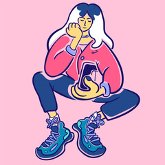 character portrait in flat style in vector.template for poster invitation sticker logo website design