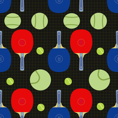 Sports and recreation. Pattern seamless  on a sports theme. Tennis. - 731993845