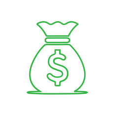 Money bag vector line icon