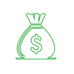 Money bag vector line icon