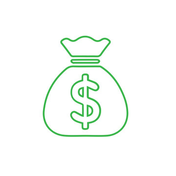 Money bag vector line icon