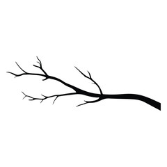 Tree branch without leaves silhouette icon vector illustration. Firewood black symbol, sign, logo. Isolated on white background.