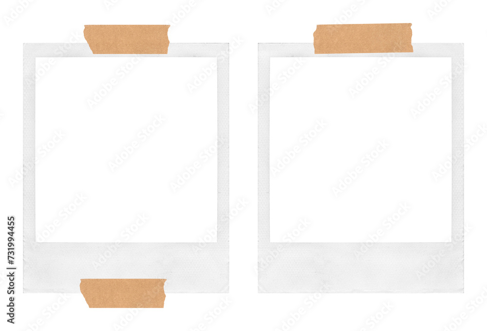 Wall mural Empty Polaroid photo frames on transparent background	