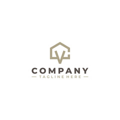 initial letter CV logo design