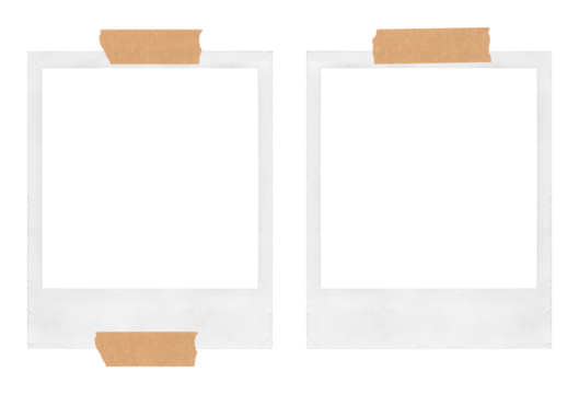 Empty Polaroid photo frames on transparent background	