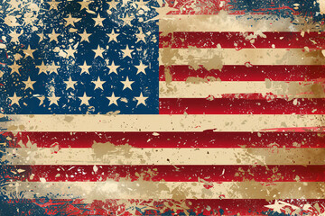 Fototapeta na wymiar Vintage American flag illustration, Independence Day, Memorial Day, Patriots Day, Veterans Day concept, USA, patriotism