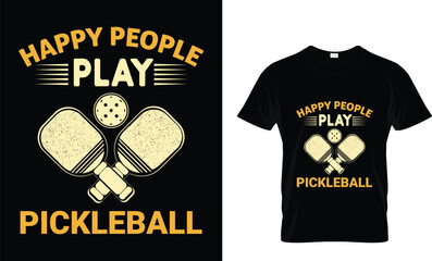 Happy people play pickleball Funny Pickleball vector t-shirt design, Funny Vintage Pickleball t shirt Design,Pickleball Lover T shirt