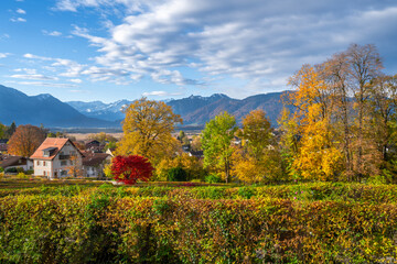 View from the town Murnau to the alps