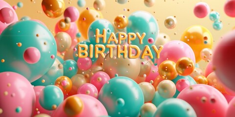 HAPPY BIRTHDAY in different colorful balloons Generative AI