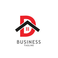 Initial Letter D with Home Business logo Design Template