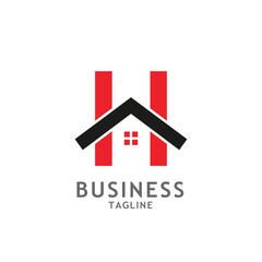 Initial Letter H with Home Business logo Design Template