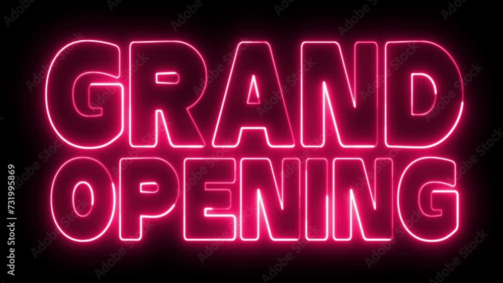 Aufkleber grand opening text font with neon light. luminous and shimmering haze inside the letters of the text