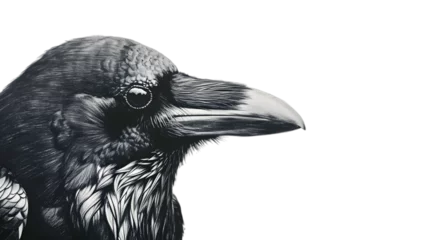 Poster Close-up drawing of raven head isolated on transparent background © Oksana