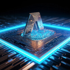 On top of a sophisticated chip, there is a hologram consisting of two letters "AI" Job ID: 2022e660-cf85-4aef-b657-fb80f61e90fe
