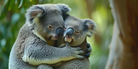 Gordijnen koalas in love and kissing © Brian