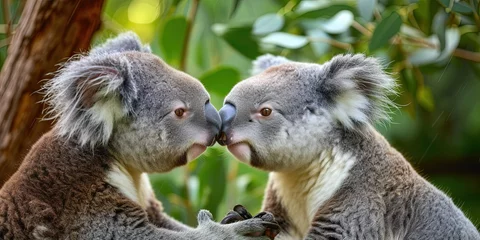 Schilderijen op glas koalas in love and kissing © Brian