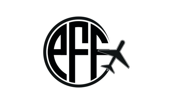 PFF three initial letter circle tour & travel agency logo design vector template. hajj Umrah agency, abstract, wordmark, business, monogram, minimalist, brand, company, flat, tourism agency, tourist