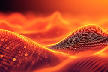 Abstract halftone background of small dots and wavy lines in orange colors