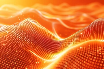 Abstract halftone background of small dots and wavy lines in orange colors