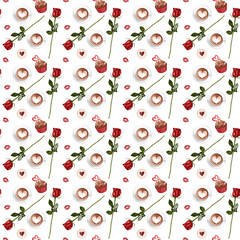 seamless pattern valentines day. romantic watercolor paintings for wrapping paper, fabric, backgrounds and more.