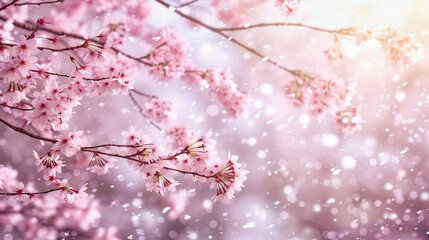 Cherry blossoms against a clear blue sky, capturing the delicate beauty and renewal of the spring season