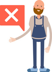 Male Barista Character and Wrong Mark
